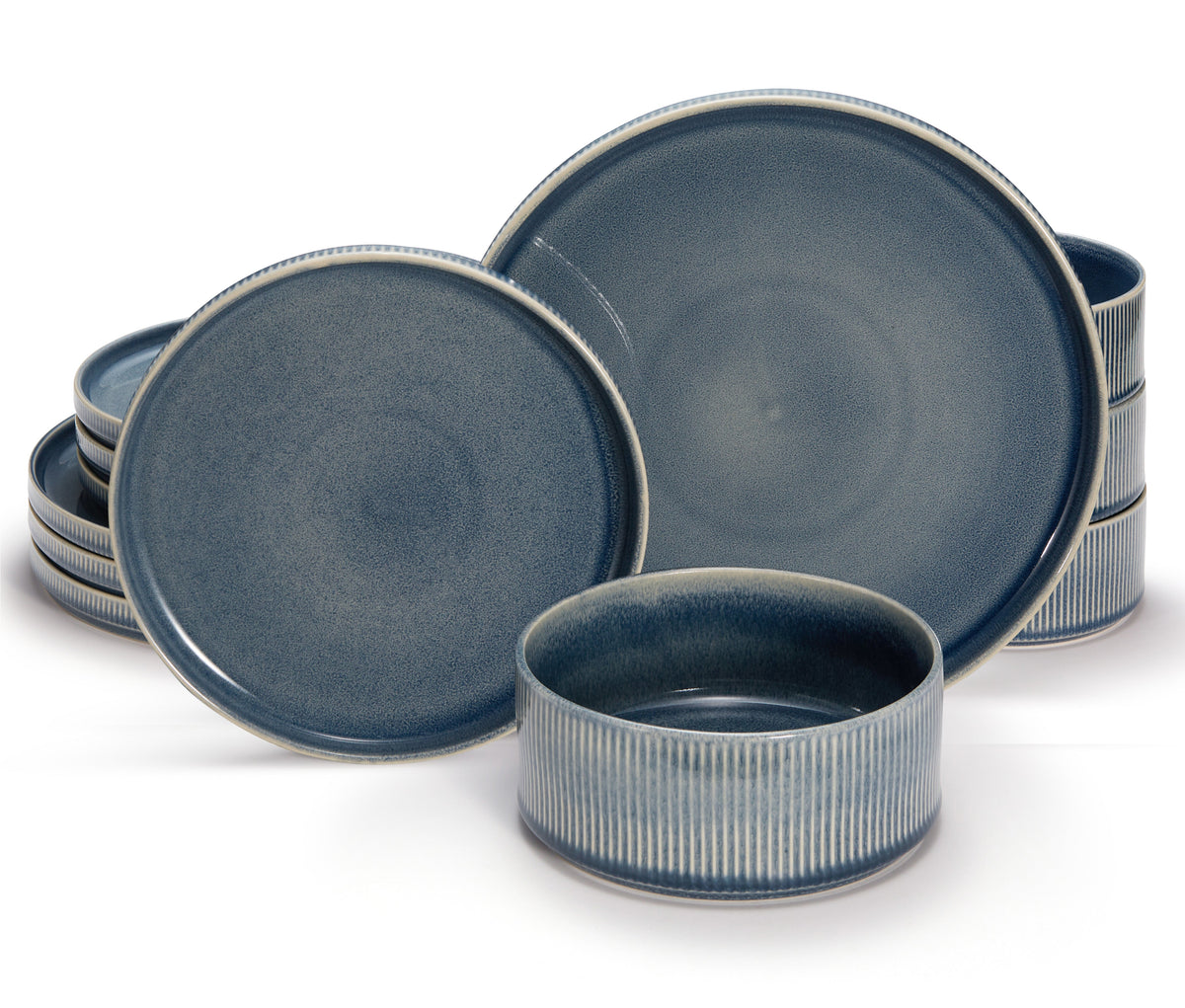 Kook Ceramic Dinnerware Set, 12 Piece, Service for 4, Hearthstone Collection