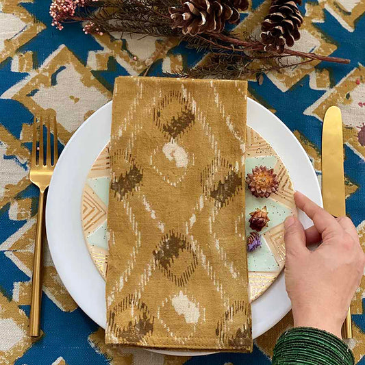 Bali Yellow Cotton Dining Napkins, Sustainable Table Linen
