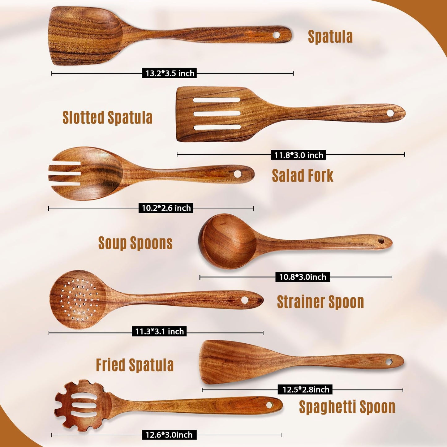 Serano Premium Teak Wooden Utensil Set