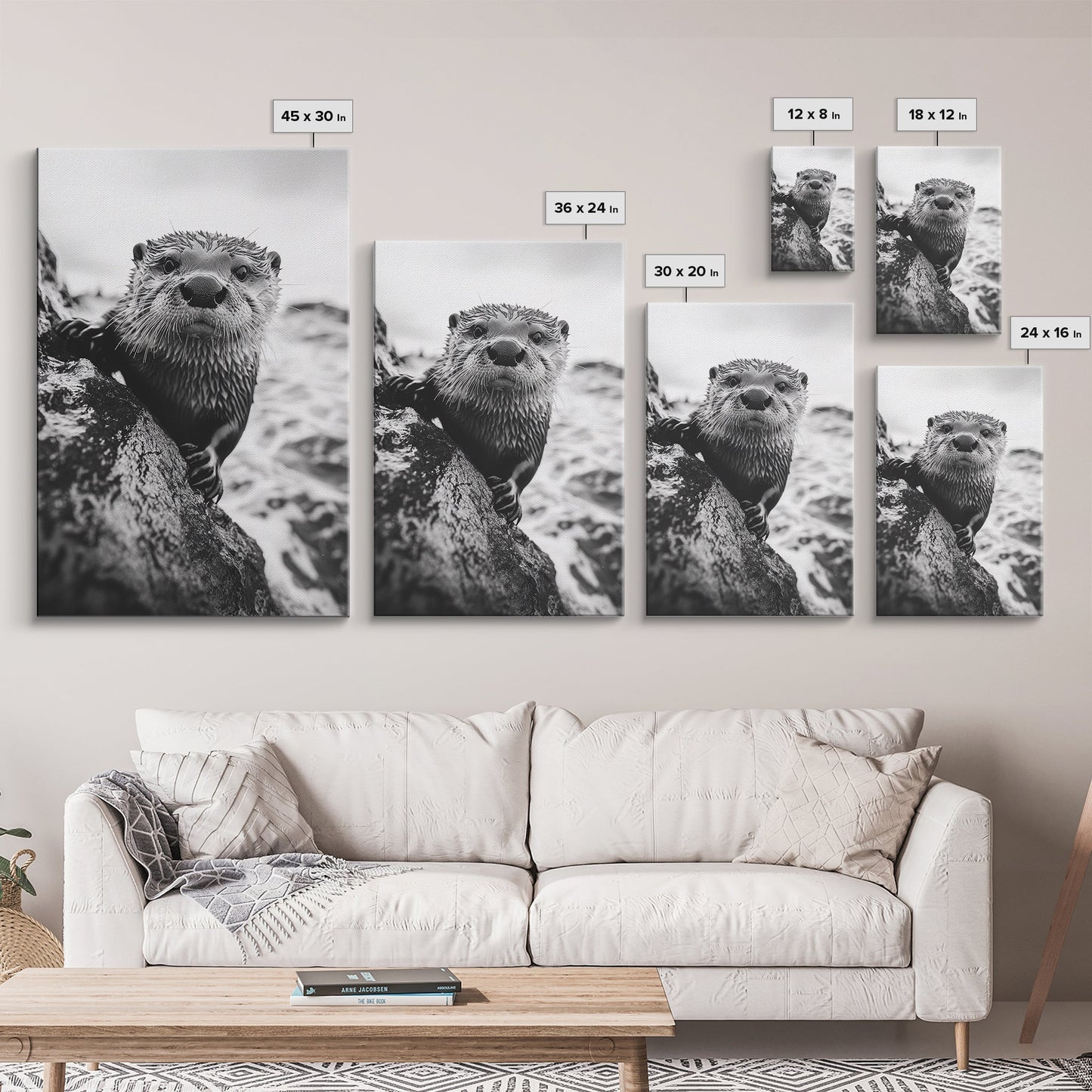 Curious Otter-Coastal Wildlife Framed Canvas Print