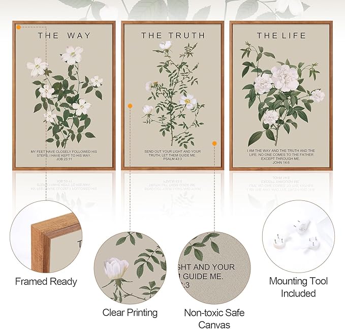 Aurlan: The Way The Truth The Life Bible Verse Framed Wall Art