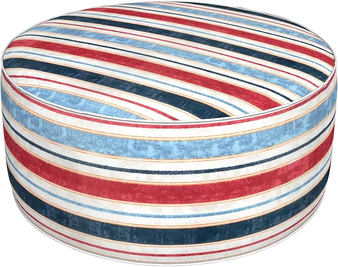 Red & Blue Stripe Inflatable Ottoman
