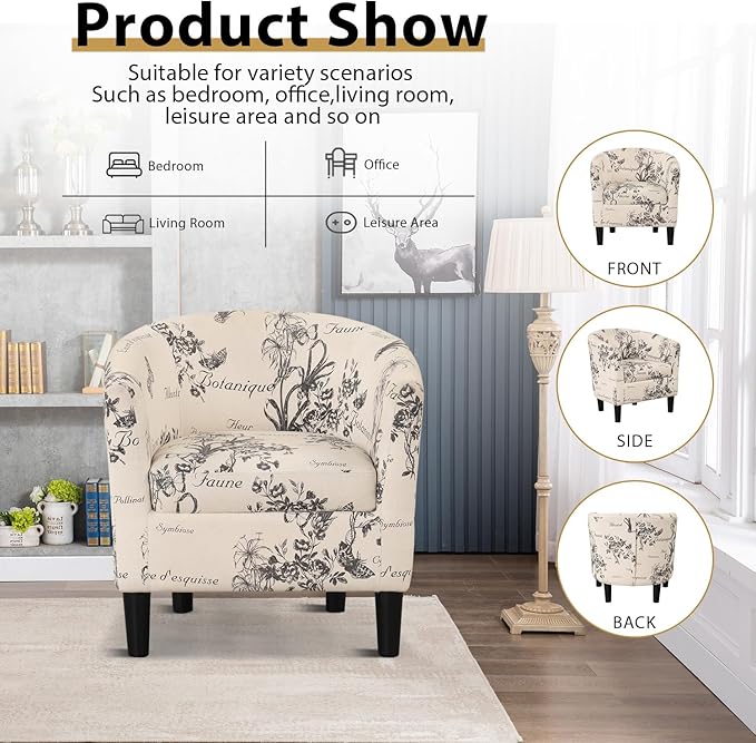 INZOY Modern French-Inspired Floral Accent Chair