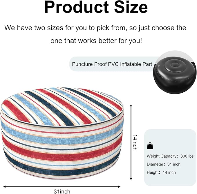 Red & Blue Stripe Inflatable Ottoman