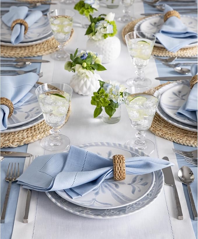Solino 100% Linen Classic Hemstitch White Table Runner