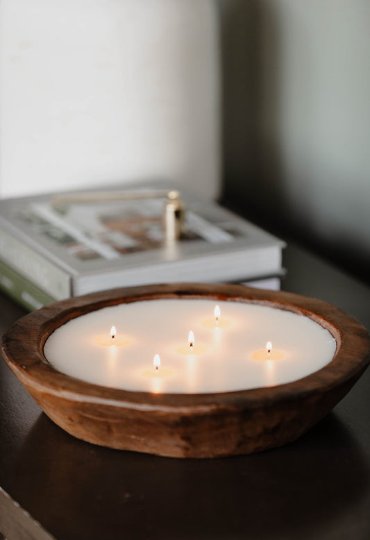 Lita Wooden Bowl 5 Wick Candle