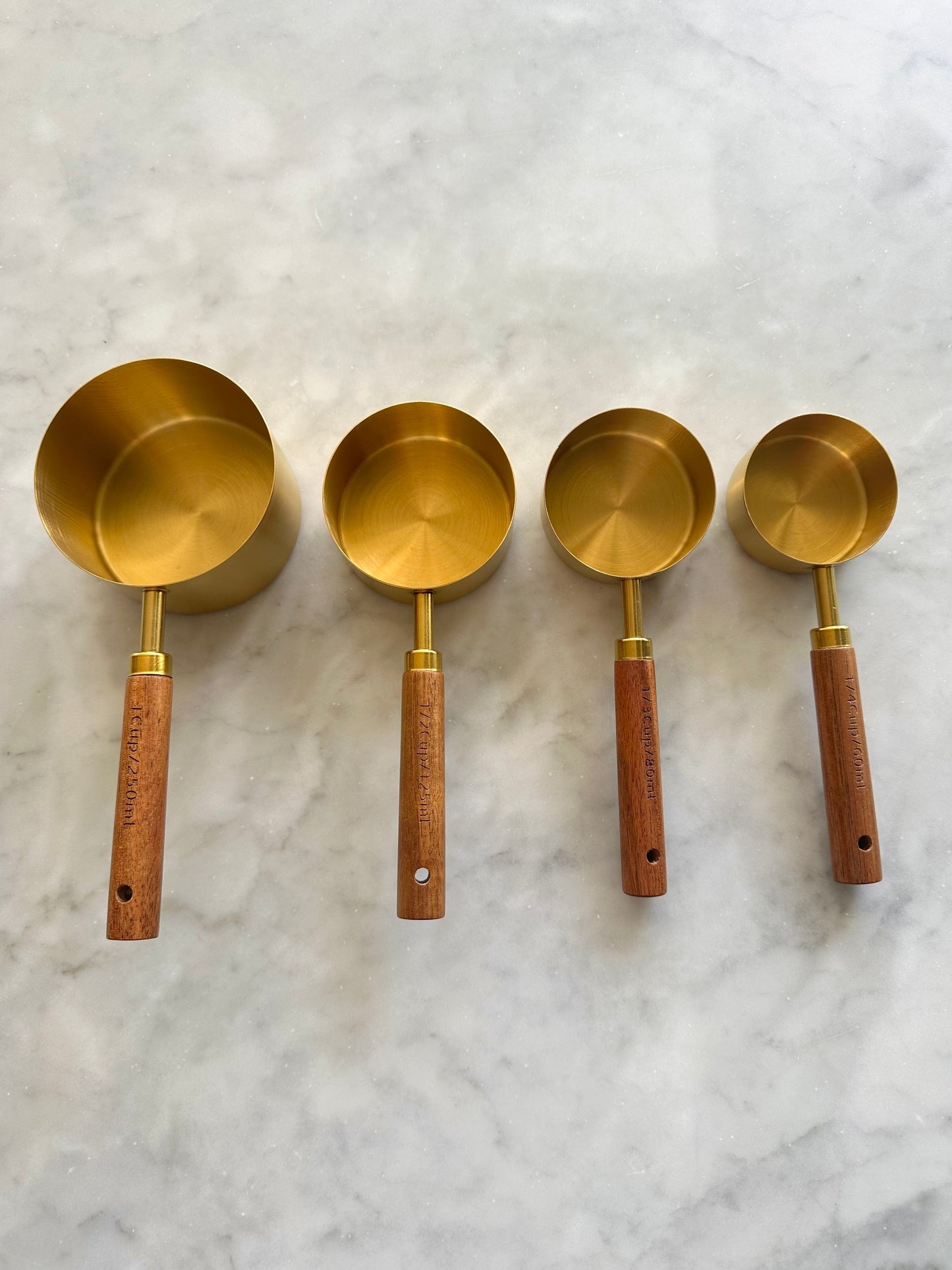 Acacia Wood & Gold Measuring Cups