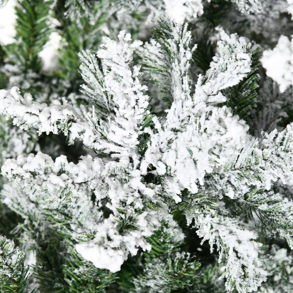 9 FT Snow Flocked Artificial Christmas Tree | Unlit Pine with Realistic Branches
