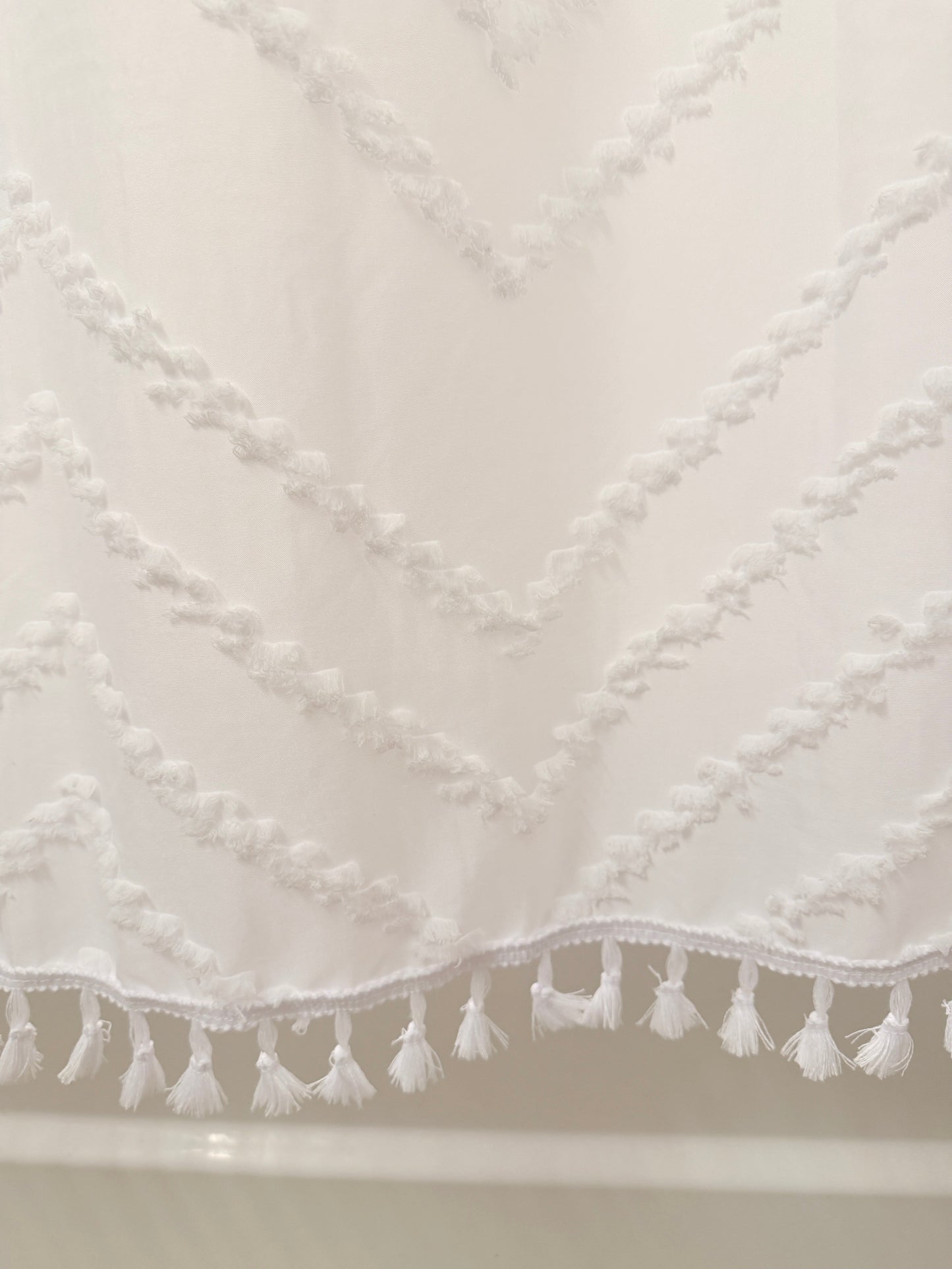 Blanc Tufted Chevron Shower Curtain