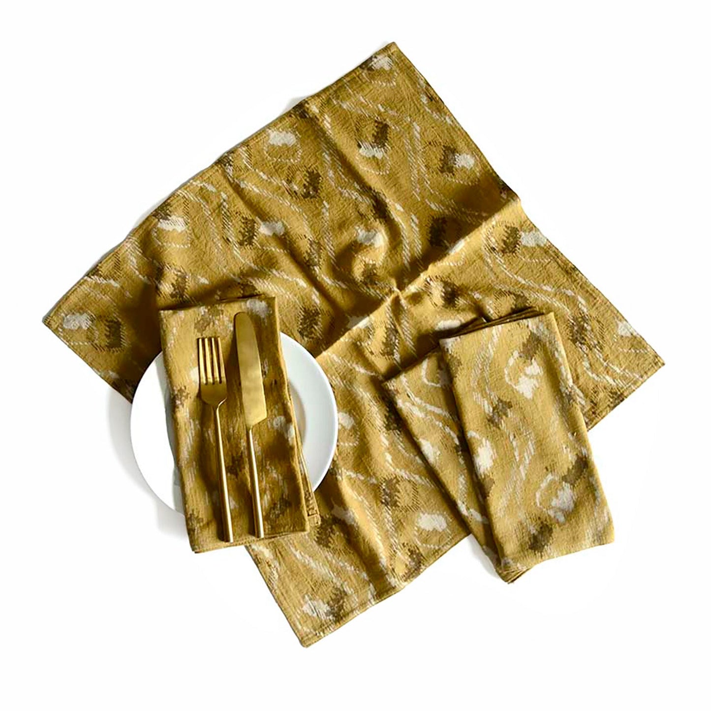 Bali Yellow Cotton Dining Napkins, Sustainable Table Linen