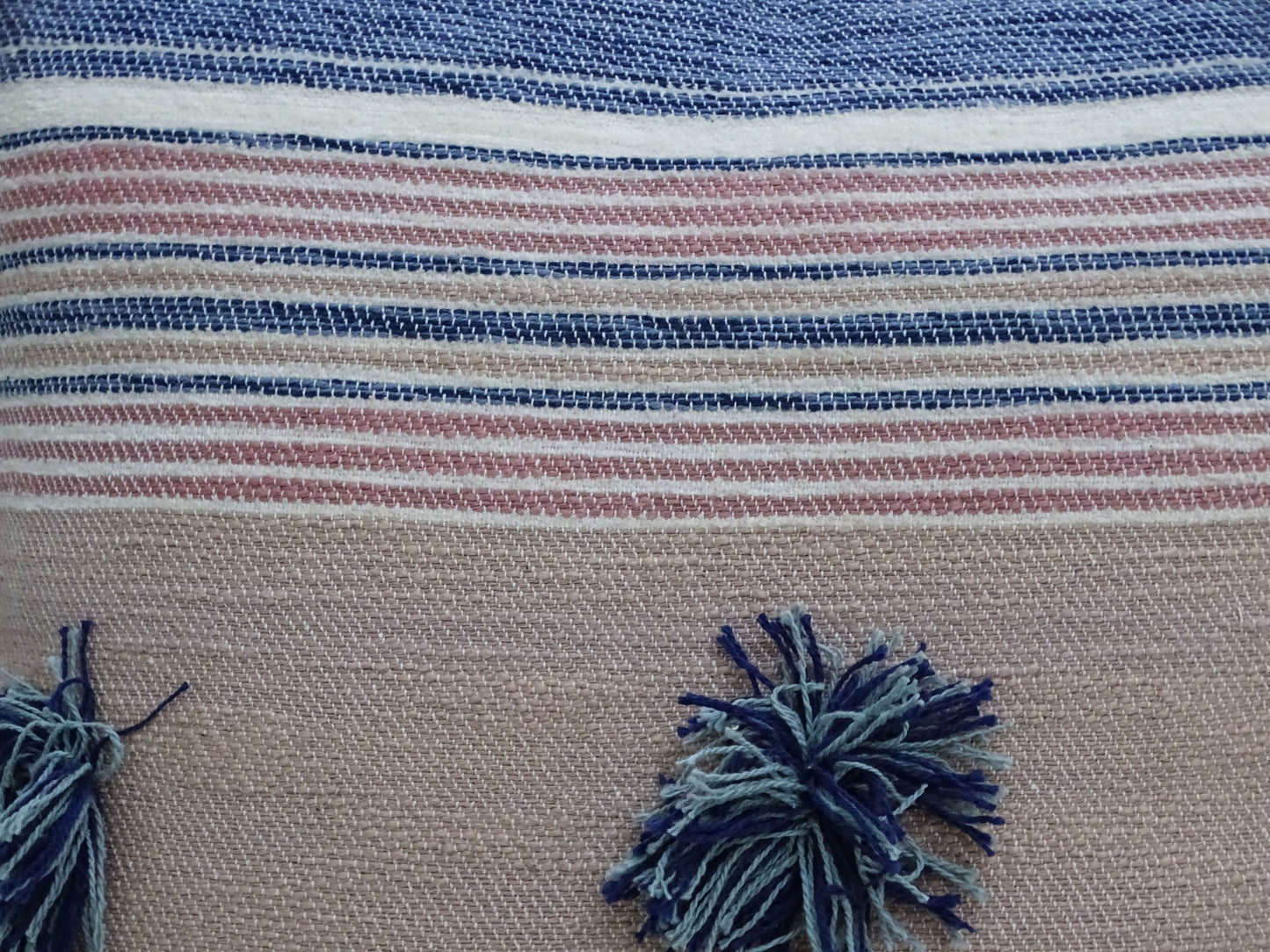 Americana Throw Pillow with Tassels and Pom-Poms