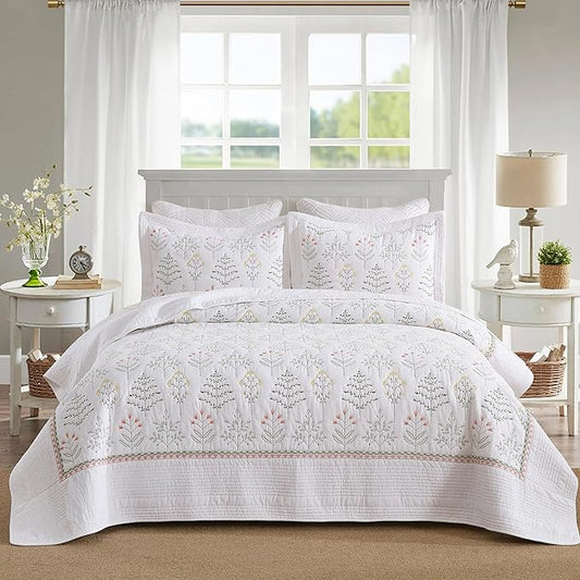 MarCielo 100% Cotton Oversized Embroidery Bedspread