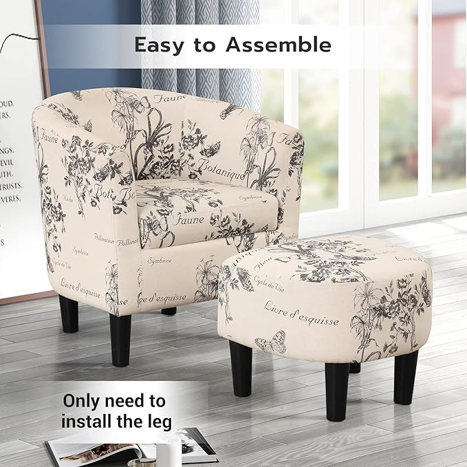 INZOY Modern French-Inspired Floral Accent Chair