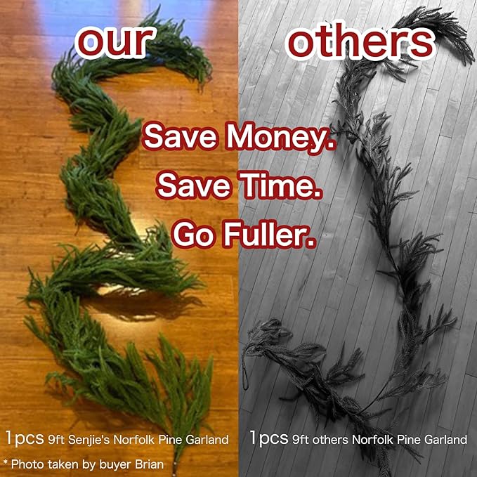 Senjie 6FT Norfolk Pine Christmas Garlands | Set of Two