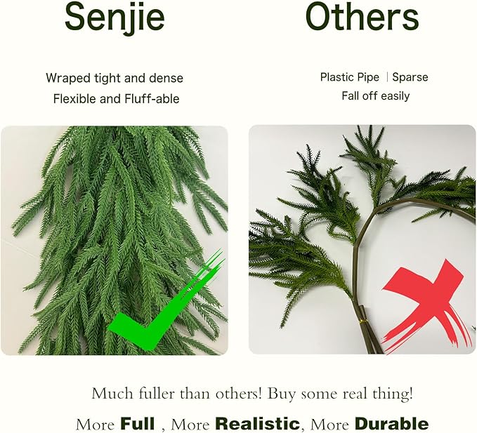 Senjie 6FT Norfolk Pine Christmas Garlands | Set of Two