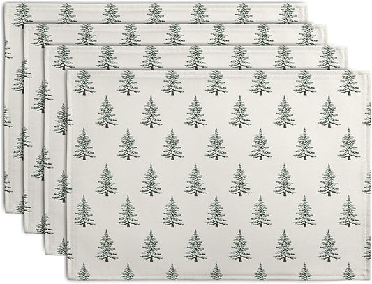 Vintage Christmas Pine Trees Placemats |  Set of 4