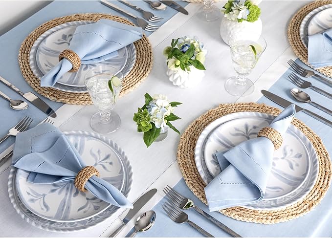 Solino 100% Linen Classic Hemstitch White Table Runner