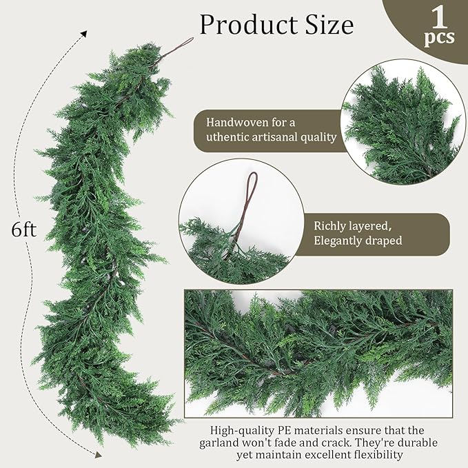 Hananona Faux Cedar Garland | 6 ft
