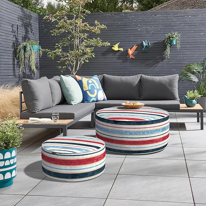 Red & Blue Stripe Inflatable Ottoman