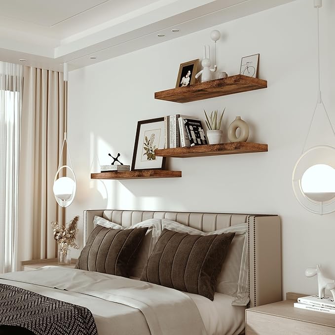 Farmhouse Floating Wood Wall Shelves
