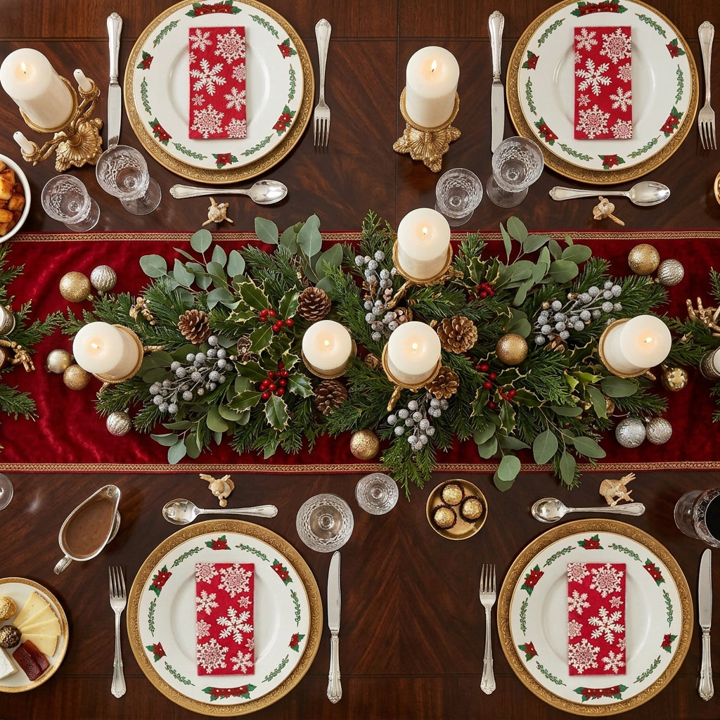 Whaline Christmas Embroidered Poinsettia Place Mats | Set of 4