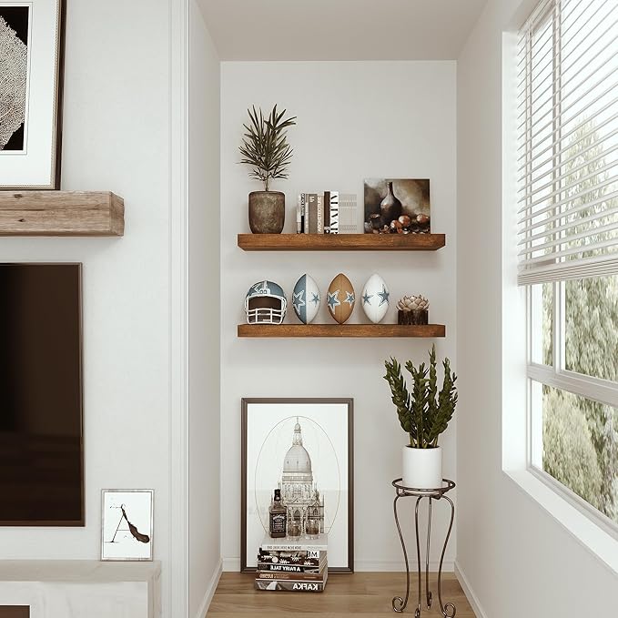 Farmhouse Floating Wood Wall Shelves