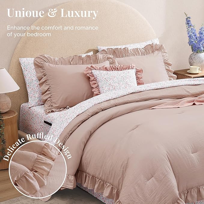 Ruffle Pink Bedding Set