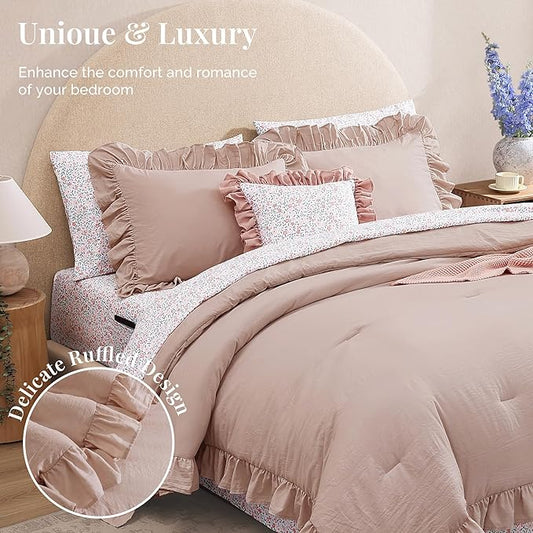 Ruffle Pink Bedding Set