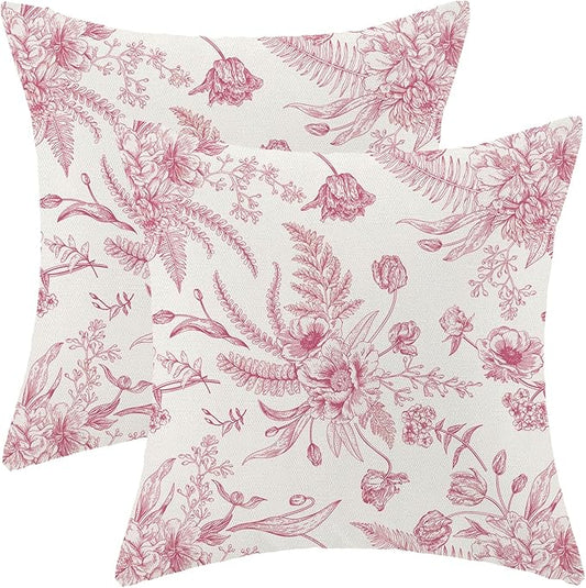 Hot Pink Chinoiserie Floral Pillow Covers