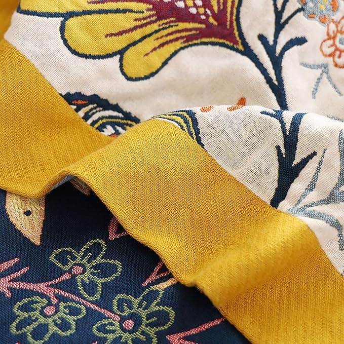 Boho Floral Cotton Summer Muslin Blanket