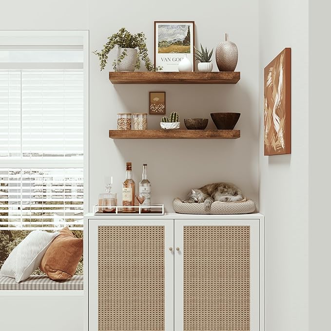 Farmhouse Floating Wood Wall Shelves