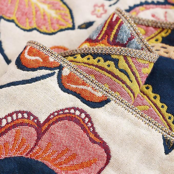 Boho Floral Cotton Summer Muslin Blanket