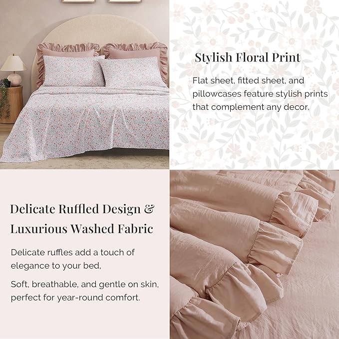 Ruffle Pink Bedding Set