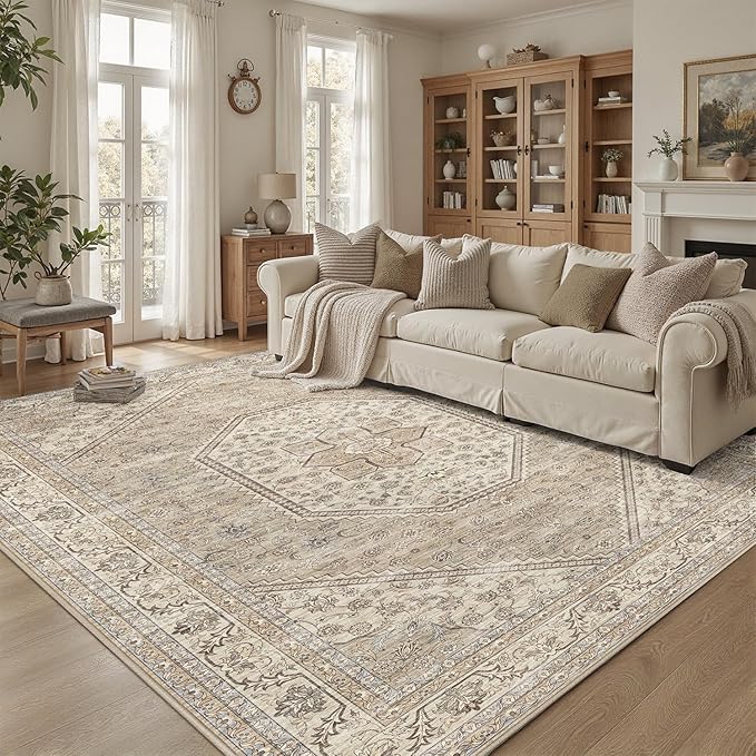 DCX Machine Washable Vintage Floral Area Rug 5x7,