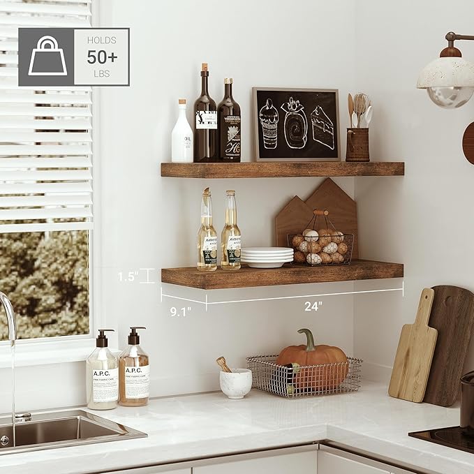 Farmhouse Floating Wood Wall Shelves