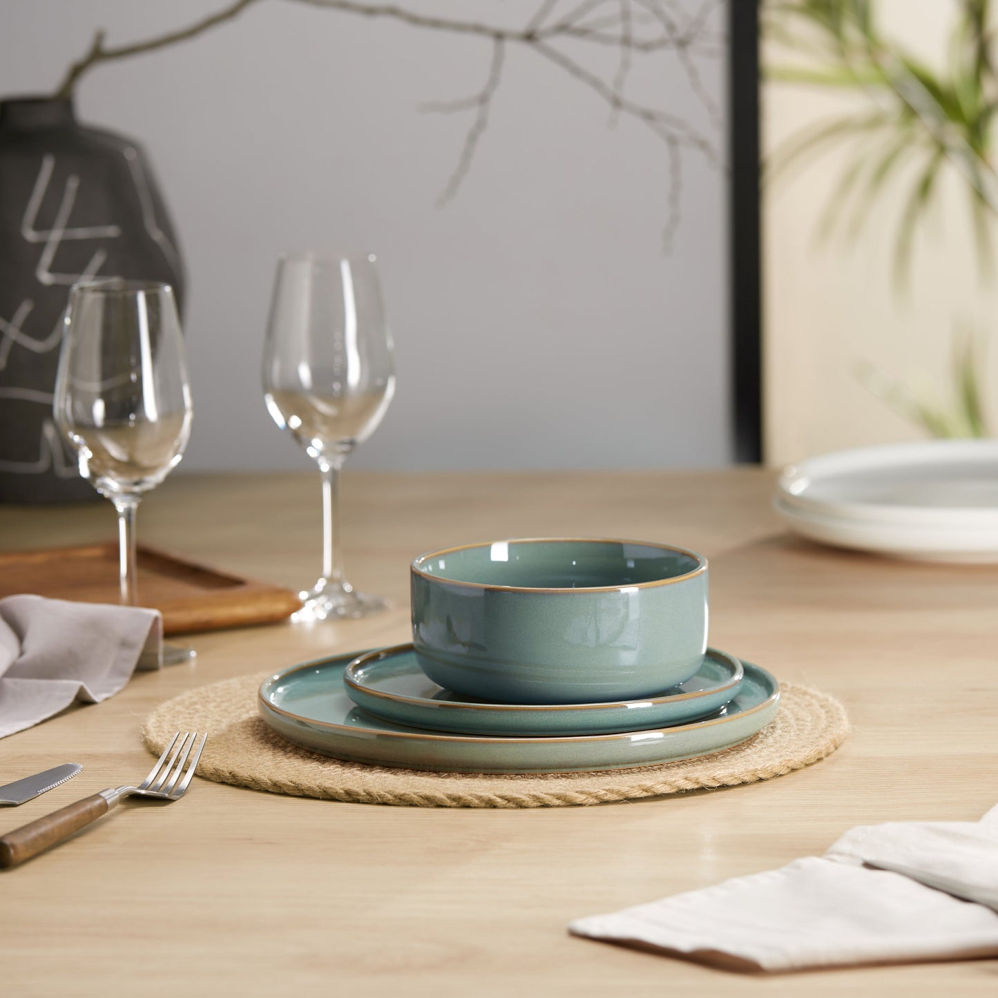 Somerset Collection-Ceramic 12 piece Dinnerware Set