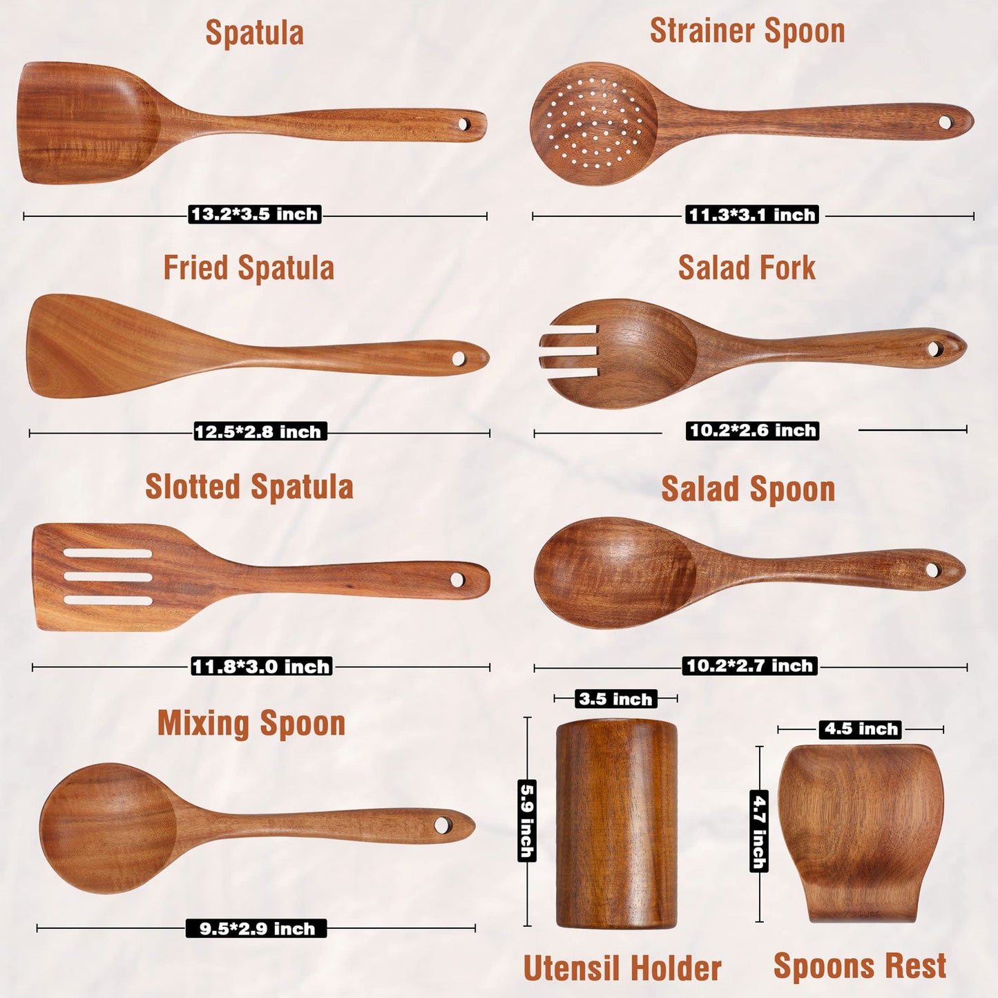 Serano Premium Teak Wooden Utensil Set