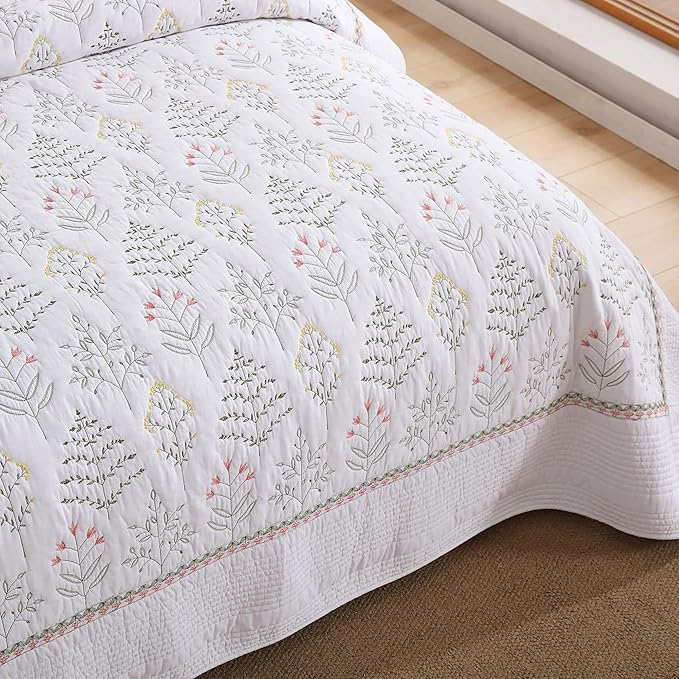 MarCielo 100% Cotton Oversized Embroidery Bedspread