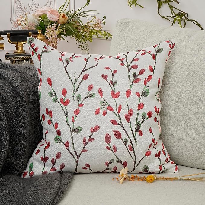YOUR SMILE Christmas Red Classical Embroidery Leaf Pattern