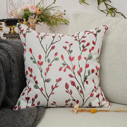 YOUR SMILE Christmas Red Classical Embroidery Leaf Pattern