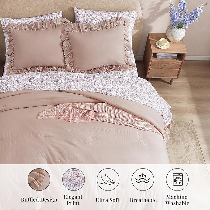 Ruffle Pink Bedding Set
