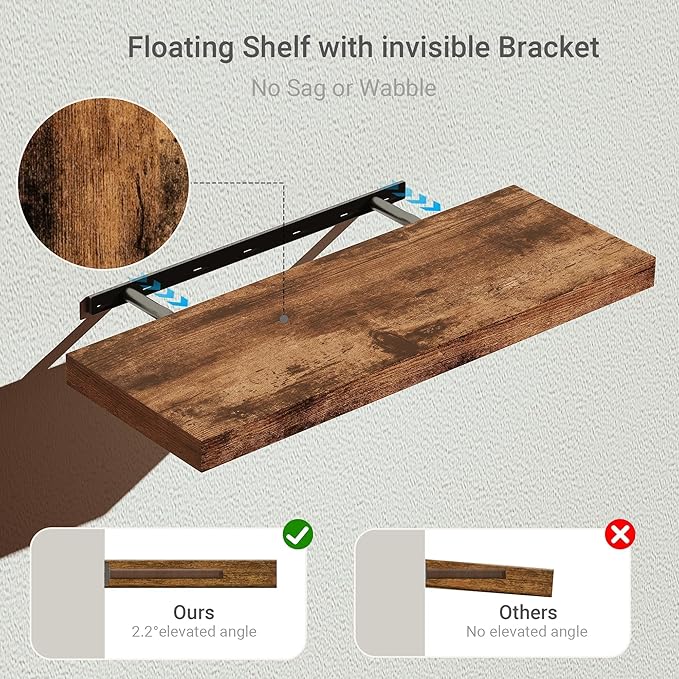 Farmhouse Floating Wood Wall Shelves