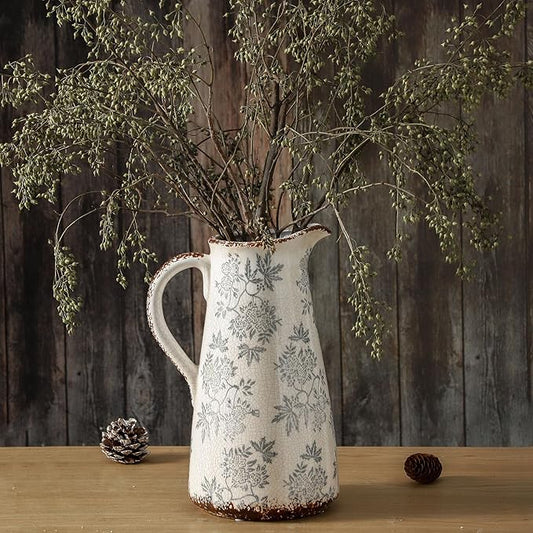Enra Blue and White Vintage Pitcher Vase
