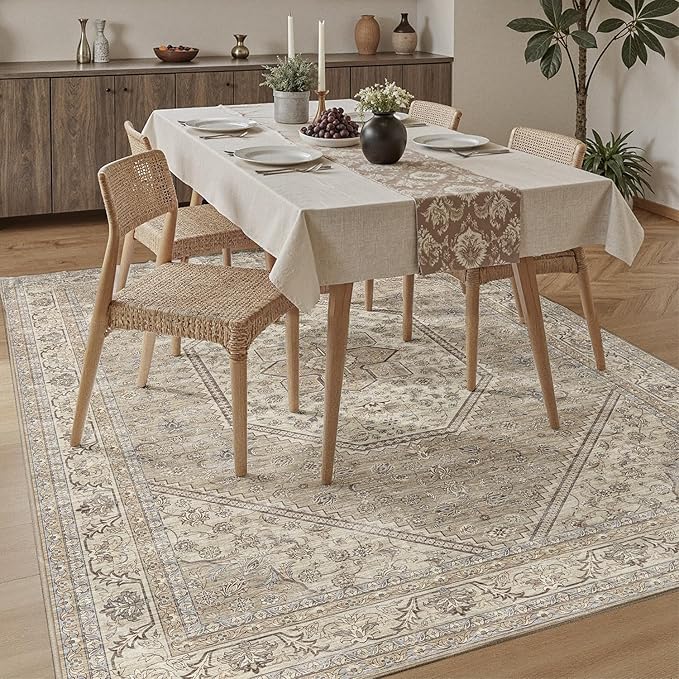 DCX Machine Washable Vintage Floral Area Rug 5x7,