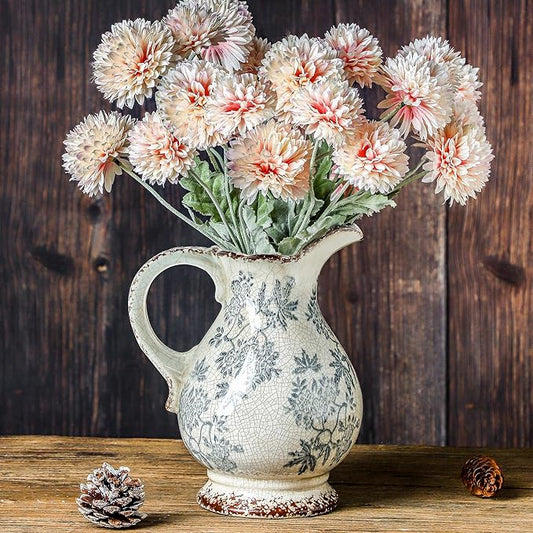 Enra Large Vintage Blue + White Pitcher