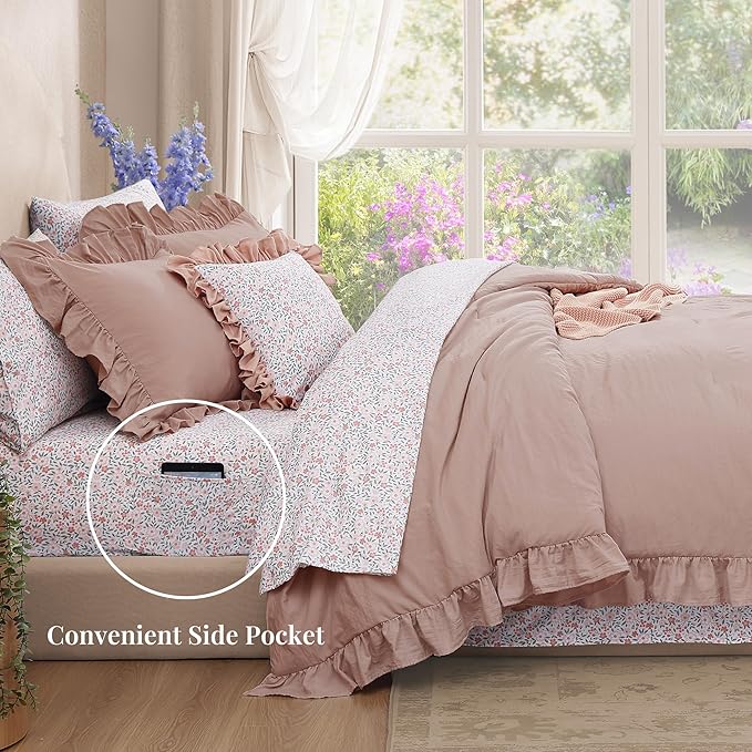 Ruffle Pink Bedding Set