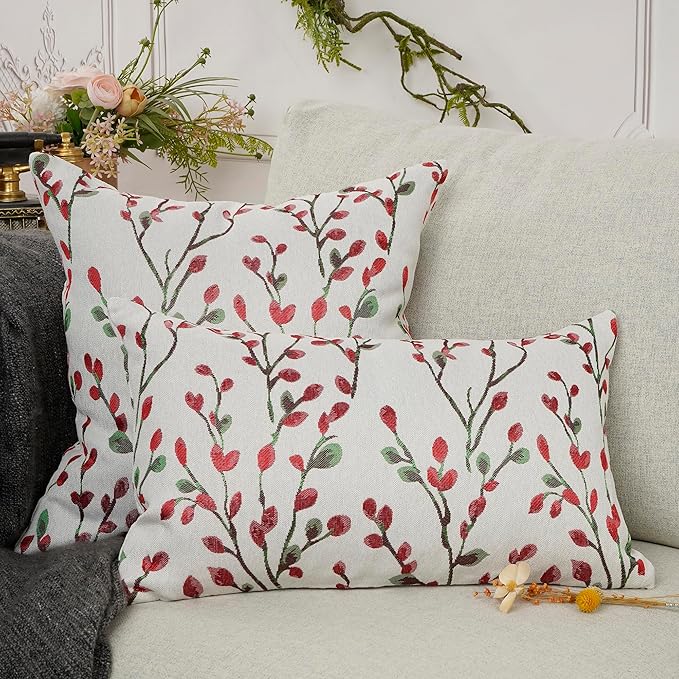 YOUR SMILE Christmas Red Classical Embroidery Leaf Pattern