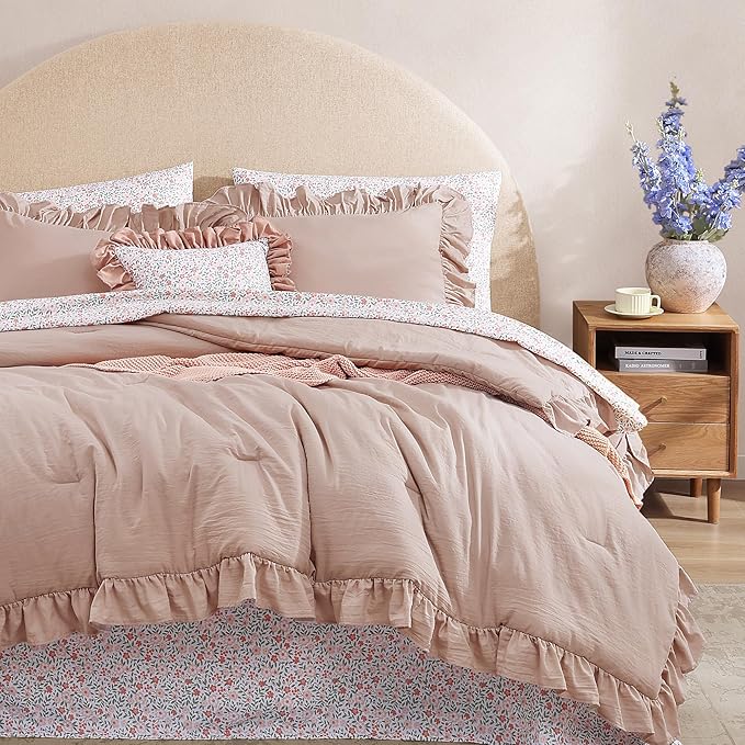 Ruffle Pink Bedding Set