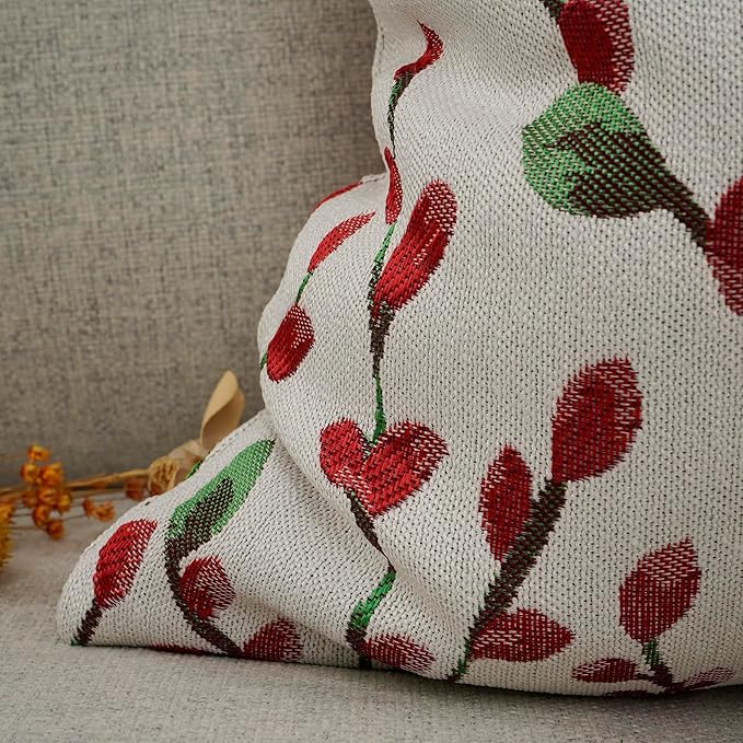YOUR SMILE Christmas Red Classical Embroidery Leaf Pattern