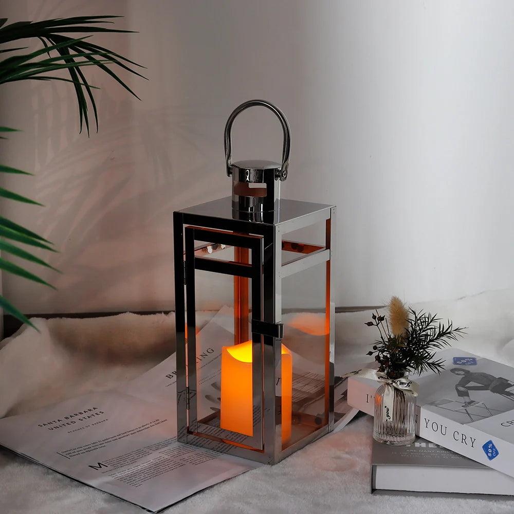 Baylee Silver Metal Decorative Candle Lantern